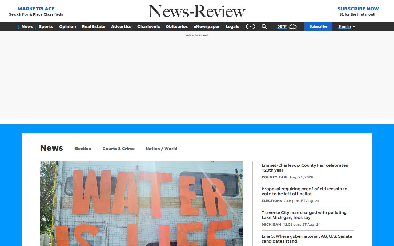 Emmet County crime-news record source, Petoskey News-Review news section