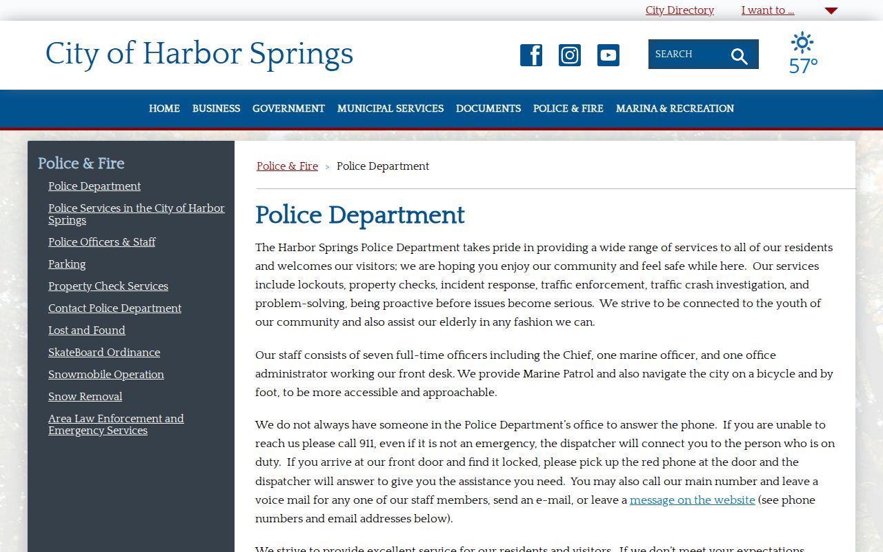 Emmet County Harbor Springs police arrest records information