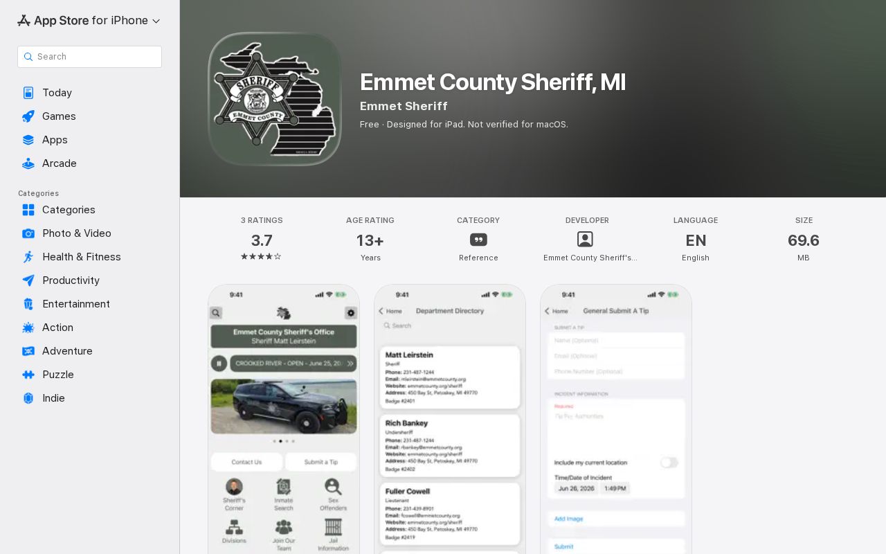 Emmet County Sheriff public-safety app and booking-alert distinction